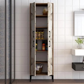 Tároló szekrény Berlin A - Diós, Fehér Marble