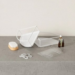 Fehér öntapadós acél fürdőszobai sarokpolc szett 2 db-os Cubiko – Umbra