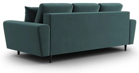 Petróleum színű bársony kinyitható tárolóhelyes kanapé 235 cm Kyoto – Cosmopolitan Design