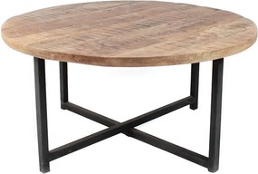 Dex fekete dohányzóasztal mangófa asztallappal, ø 60 cm - LABEL51