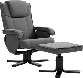 HOMCOM Fotel lábtartóval - 360°-ban forgatható TV szék állítható háttámlával, fektetési funkcióval, ringató funkcionalitással, velúr hatású kárpitozás