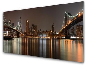 Fali üvegkép Város Bridges Architecture 140x70 cm