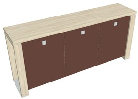 Verno+ alacsony szekrény 200 x 46 x 90 cm, üvegajtó, akác / barna
