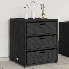 fekete polyrattan kerti tárolószekrény 55 x 59 x 69 cm