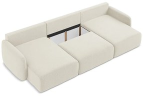 Krémszínű kinyitható-tárolóhelyes sarokkanapé Kalena – Makamii