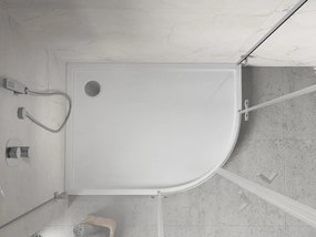Mexen Flow+ aszimmetrikus félköríves bal oldali zuhanytálca 90 x 80 cm, fehér fényes - 46Q108090LH