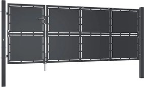 vidaXL antracit színű acél kerti kapu 350 x 125 cm