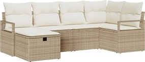 vidaXL Kanapé Szett párnával tárolóval 6 pcs Beige és krém polirattan