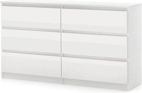 SIMPLE 120 6 fiókos komód fehér/fehér magasfényű