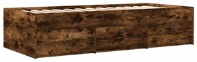 füstös tölgy kanapéágy fiókkal matrac nélkül 75x190 cm