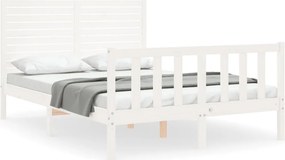 vidaXL fehér tömör fenyőfa ágy matrac nélkül 140x190 cm