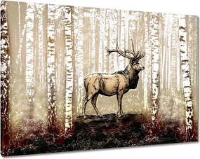 Vászonkép 100x70 Szarvas Nyírfa Erdő