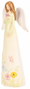Dekorációs figura virágos angyal, sárga, 9 x 6 x21, polirezín