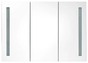 fényes szürke fürdőszobaszekrény LED világítással 89x14x62 cm