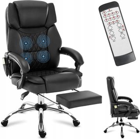 Masszázs irodai szék Mark Adler fekete, fűthető, forgatható lábtartóval
