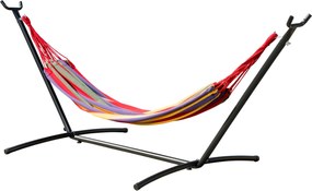 Outsunny Hintaágy Acél Állvánnyal – Hordozható Kerti Hintaágy 6 Állítható Magassággal és Hordtáskával – Terepi Terhelhetőség 120 kg 200x150 cm Tarkar