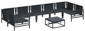 Kerti Kanapé Szett 8 pcs Antracitszürke Acél
