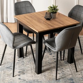 Kihúzható étkezőasztal 80–200 cm méretben, craft tölgy/fekete színben BEN