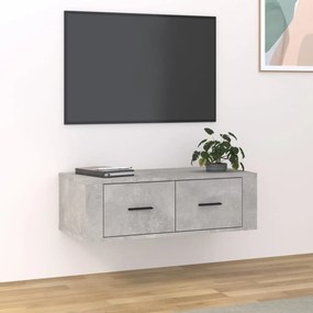 Betonszürke szerelt fa függő TV-szekrény 80 x 36 x 25 cm