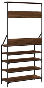 barna tölgy ruhafogas cipőpolccal 90x34x184 cm