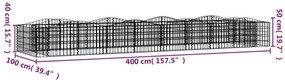 íves horganyzott vas gabion magaságyás 400x100x50 cm