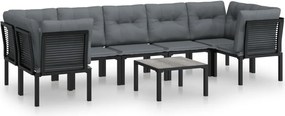 vidaXL 8 részes fekete-szürke polyrattan kerti társalgógarnitúra