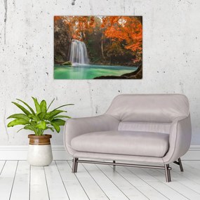 Üveg kép - Vízesés Thaiföldön (70x50 cm)