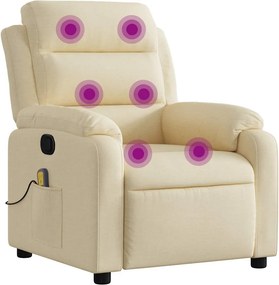 vidaXL krémszínű szövet dönthető masszázsfotel