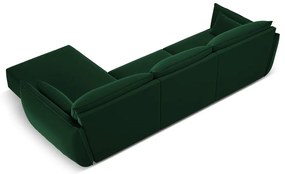 Sötétzöld bársony sarokkanapé (jobb oldali-heverő résszel) Vanda – Mazzini Sofas