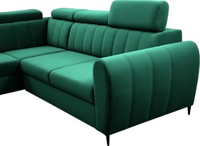 Kinyitható ülőgarnitúra, smaragd, balos, KORIO L