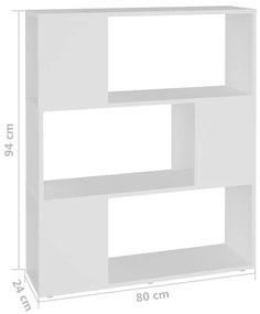fehér szerelt fa térelválasztó könyvszekrény 80 x 24 x 94 cm