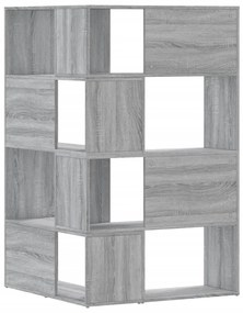 4 szintes szürke szerelt fa sarokkönyvespolc 85x85x140 cm