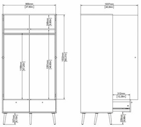 Fehér ruhásszekrény 99x200 cm Bodo – Tvilum