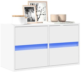 fehér falra szerelhető TV-szekrény LED-lámpákkal 80x31x45 cm