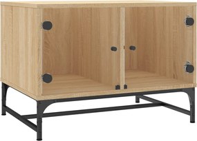 vidaXL sonoma tölgy színű dohányzóasztal üvegajtókkal 68,5x50x50 cm