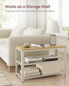 2 polcos Cipőtartós pad, 30 x 73 x 45 cm tölgy bézs és klasszikus fehér