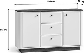 Amberto komód 138 cm fiókokkal - kasmír / windmill dark tölgy