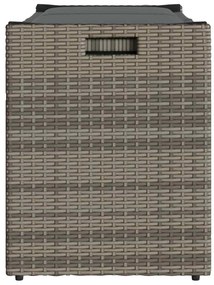 Szürke polyrattan kültéri tárolópad párnával 100 cm