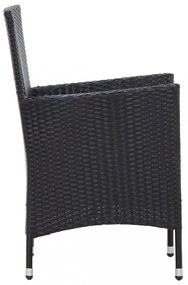 7-részes fekete polyrattan kültéri étkezőgarnitúra párnákkal