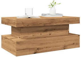 kézműves tölgy színű dohányzóasztal LED-lámpákkal 90x50x40 cm