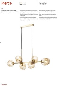 Redo 01-2620 - Csillár zsinóron PIERCE 6xE27/42W/230V fekete/füstös