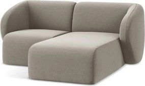 Világosbarna bársony sarokkanapé (jobb oldali-heverő résszel) Lani – Makamii