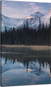 Vászonkép Tópart Víz Erdők Hó hegyek 70x120 cm