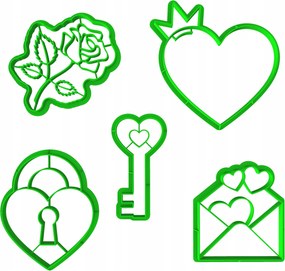 5x Prémium Mézeskalács lyukasztók Valentin nap Szív 5db-os szett