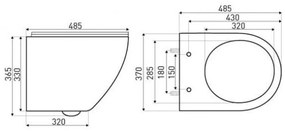Delos BLM fali rimless WC soft-close ülőkével, fekete