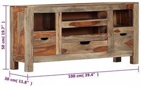 szürke tömör kelet-indiai rózsafa tálalószekrény 100x30x50 cm