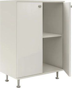 Zaria 2 ajtós fürdőszobai szekrény, Fényes fehér / Fehér, MDF, 60 x 35 x 85 cm
