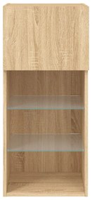 sonoma tölgy színű TV-szekrény LED-lámpákkal 40,5x30x90 cm