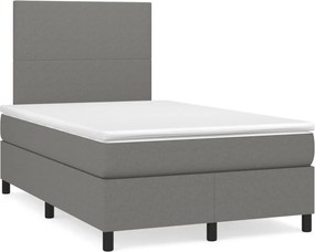 vidaXL sötétszürke szövet rugós ágy matraccal 120 x 200 cm