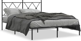 vidaXL fekete fém ágykeret fejtámlával 135 x 190 cm